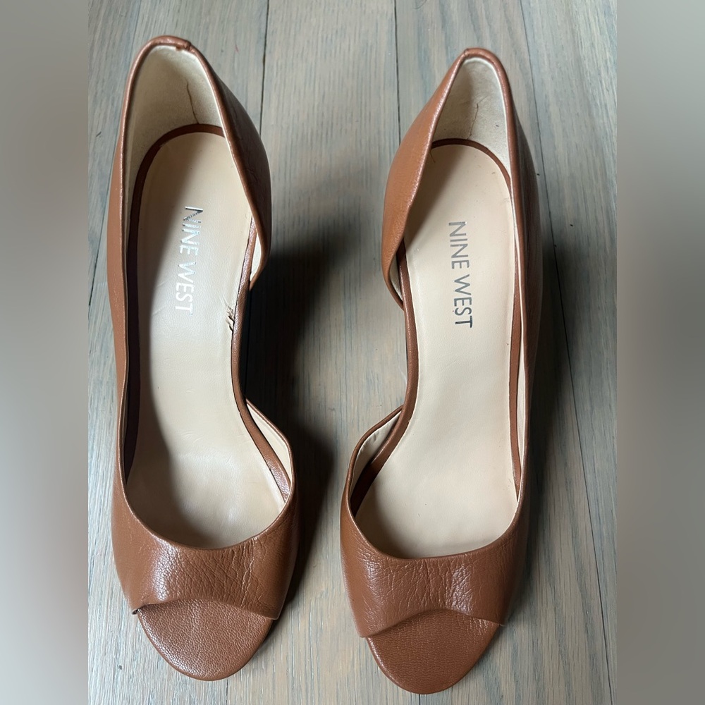 Nine West Open Toe  Wedge Heels - Fleuro - Size 6. Used